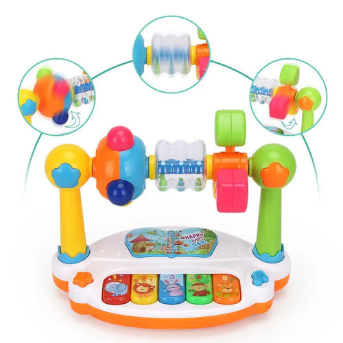 Baby Toys Rotating Music Piano with Light Sound 1 2 3 Years Educational Toys Animals Sounding Keyboard Kids Playing Type Musica